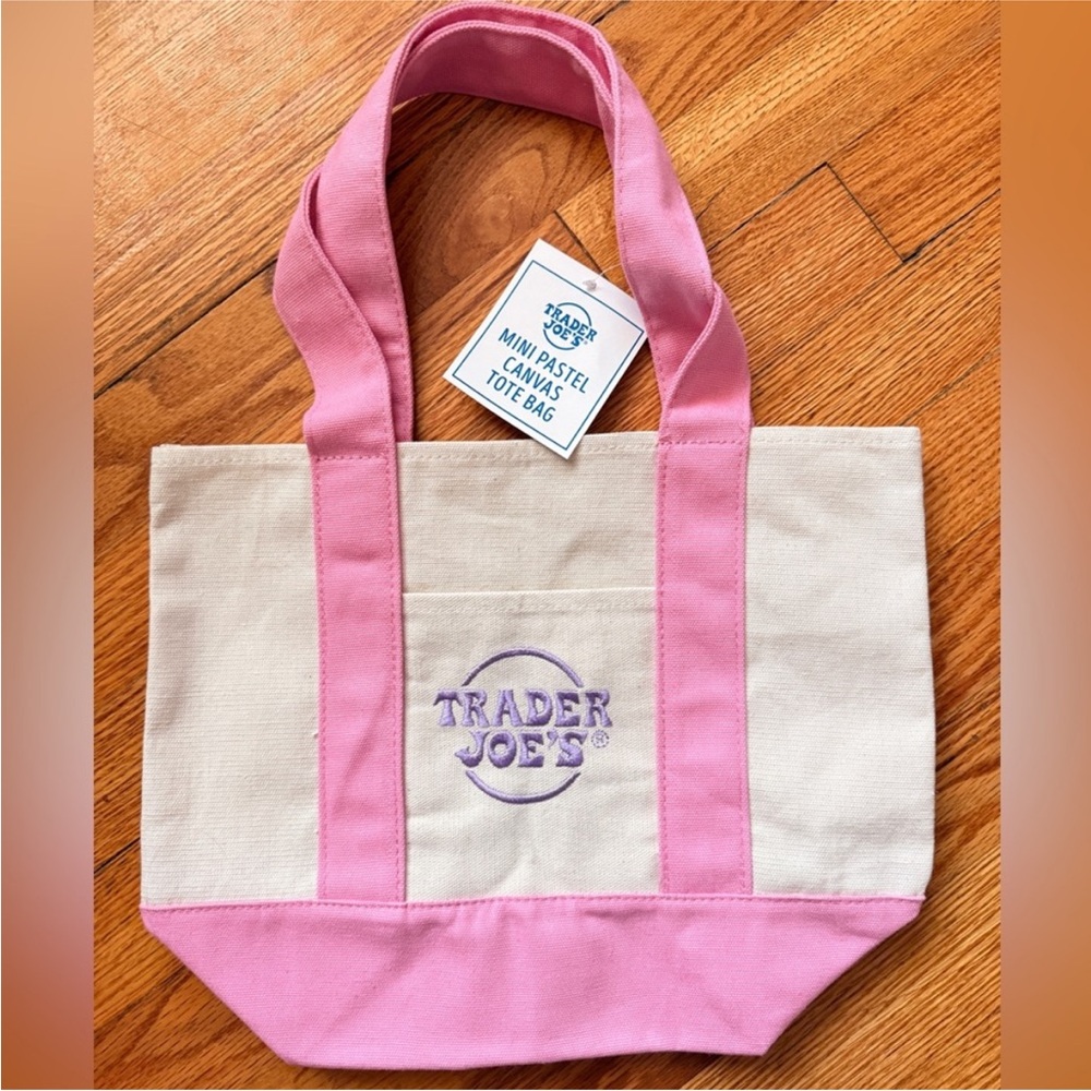 SOLD OUT! NWT Viral Trader Joe’s Mini Tote Bag Pastel Canvas - Pink